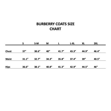 burberry london trench coat size chart